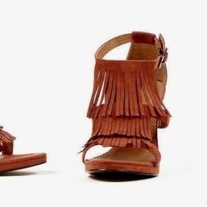 Ellie Shoes Brown Fringe High Heel Adult Shoes